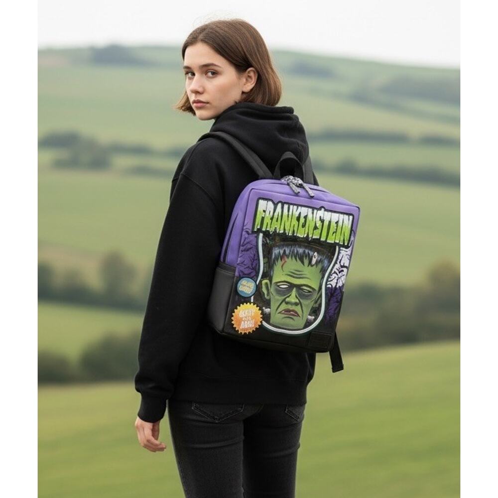 Loungefly Universal Monsters Frankenstein Glow Mini Backpack & MASK Coin Bag NWT